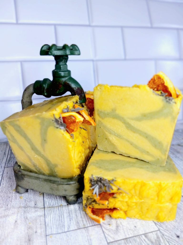 Whole Vibe All Natural Soap Bar By Hazels Soapery. Grapefruit, Blood Orange and Sage. With Turmeric and Moringa